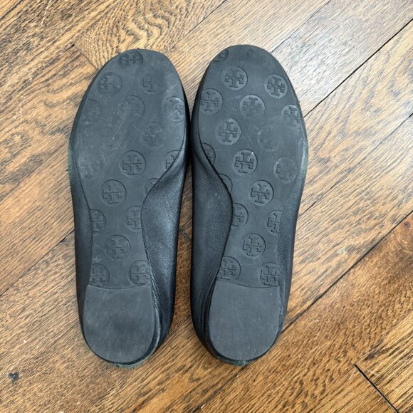 Tory Burch Classic Minnie Black Leather Ballet Flats Size 7 - Picture 4 of 4